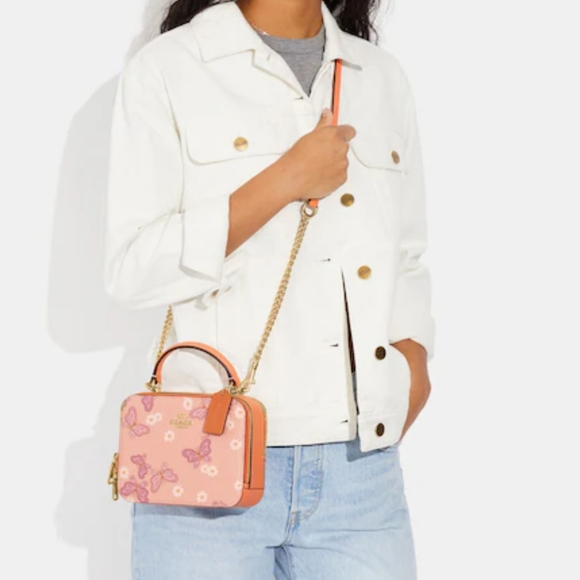SOLD NWT Coach Box Crossbody Handbag w/ Butterflies - Picture 3 of 7